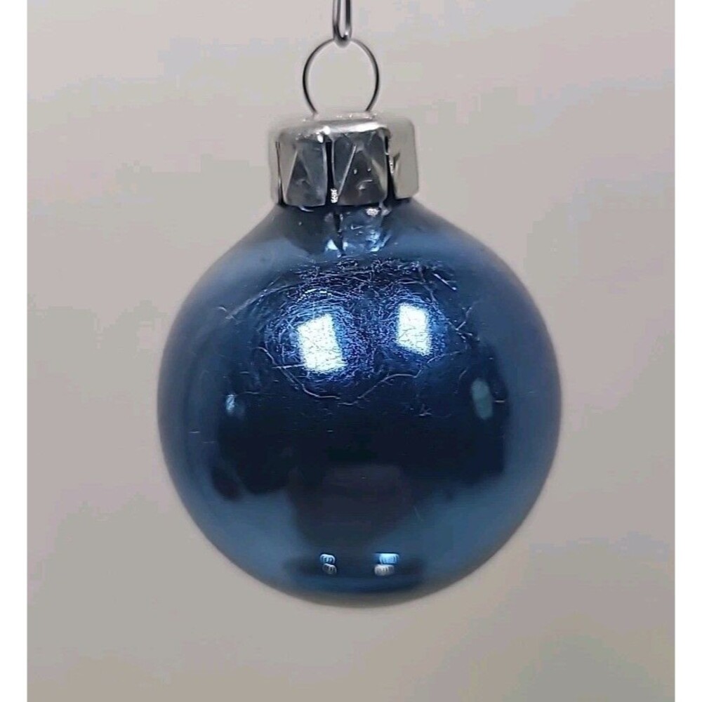 Vintage Solid Blue East Germany Glass Christmas Ornament 1940's